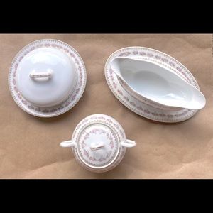 VTG Z S & C (Bavaria) Six-Piece Delicate Pink Rose Bone China Serving Set